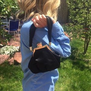 Black Satin Evening Bag NWOT